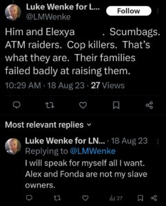 Luke Wenke x twitter screenshot ryan obsession 2023