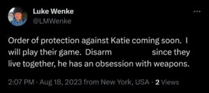 luke wenke katie obsession tweet twitter x screenshot 2023