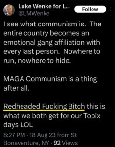 luke wenke x twitter screenshot katie obsession 2023 new york state troopers