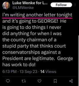 luke wenke x twitter screenshot letter writing obsession 2023