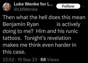 luke wenke x twitter benjamin ryan teeter obsession 2023
