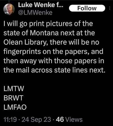 luke wenke publicly announces plans to contact victims in violation of contact bans and protective orders x/twitter screenshot