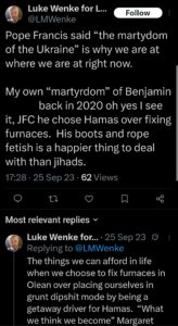 luke wenke x twitter screenshot ryan benjamin teeter obsession 2023