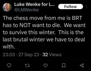 luke wenke x twitter screenshot ryan benjamin teeter obsession 2023