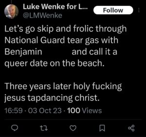 luke wenke x twitter screenshot ryan benjamin teeter obsession 2023