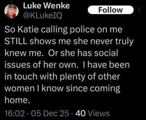 luke wenke katie obsession x twitter screenshot 2025