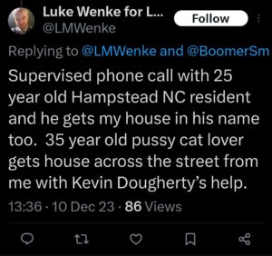 luke wenke x twitter screenshot ryan benjamin teeter obsession 2023