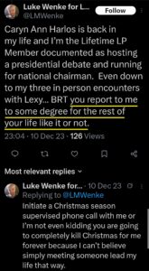 luke wenke x twitter screenshot benjamin ryan teeter obsession threats demands 2023