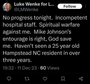 luke wenke x twitter screenshot ryan benjamin teeter obsession 2023