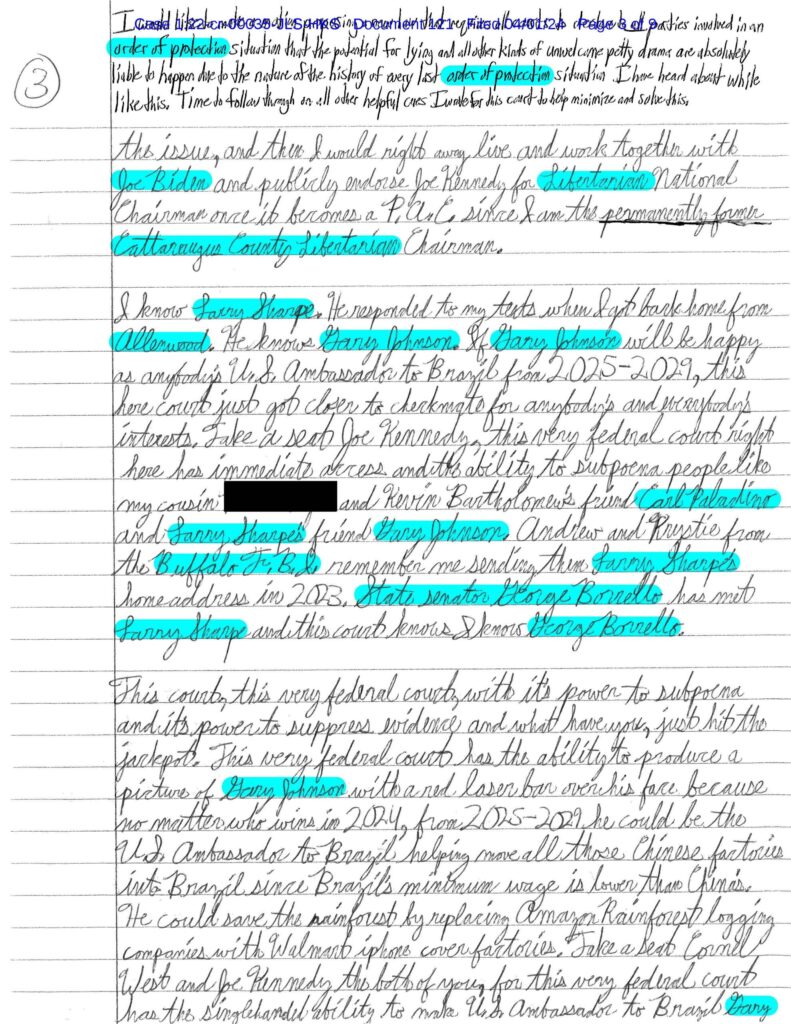 A letter from Luke Wenke to the Honorable John L. Sinatra, Jr.; 04/2024.