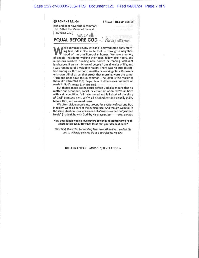 A letter from Luke Wenke to the Honorable John L. Sinatra, Jr.; 04/2024.