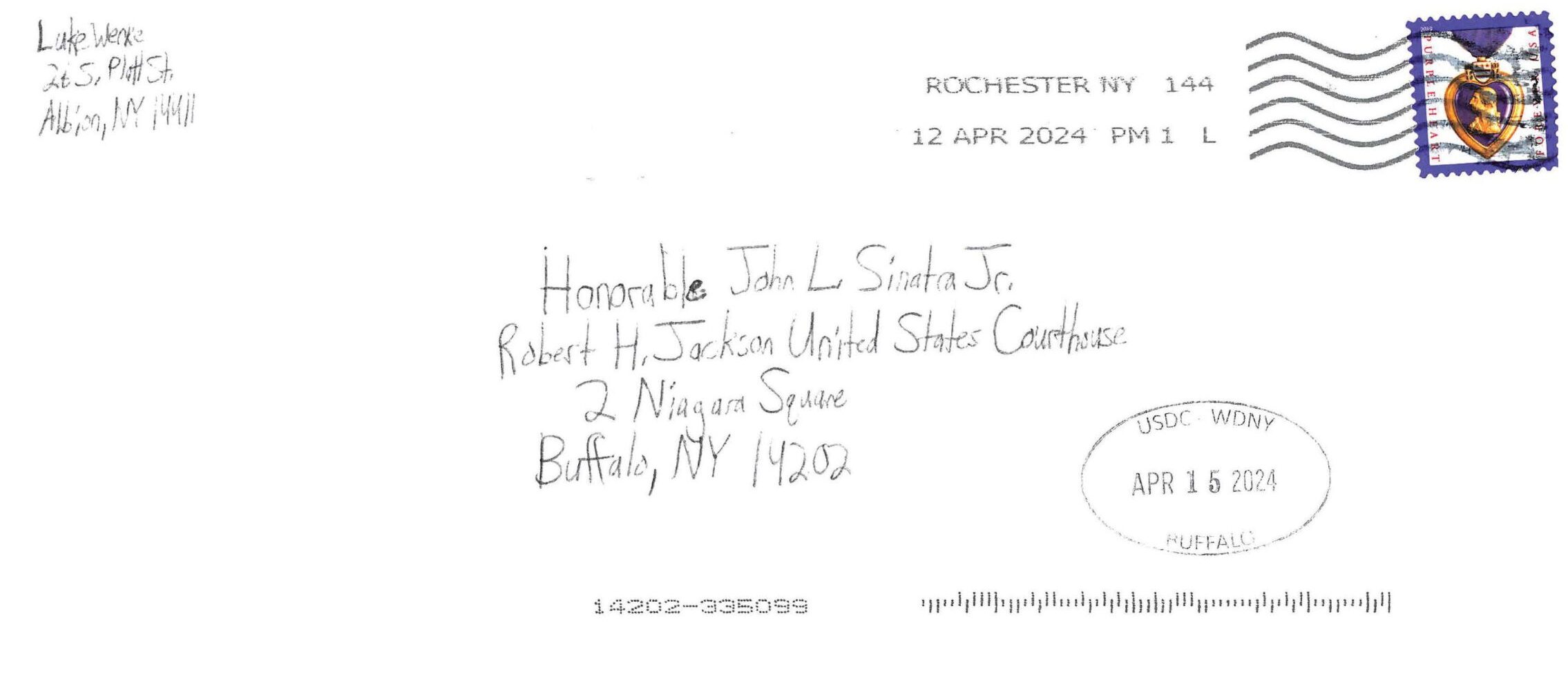 letter from luke wenke to the honorable john l. sinatra jr. april 2024