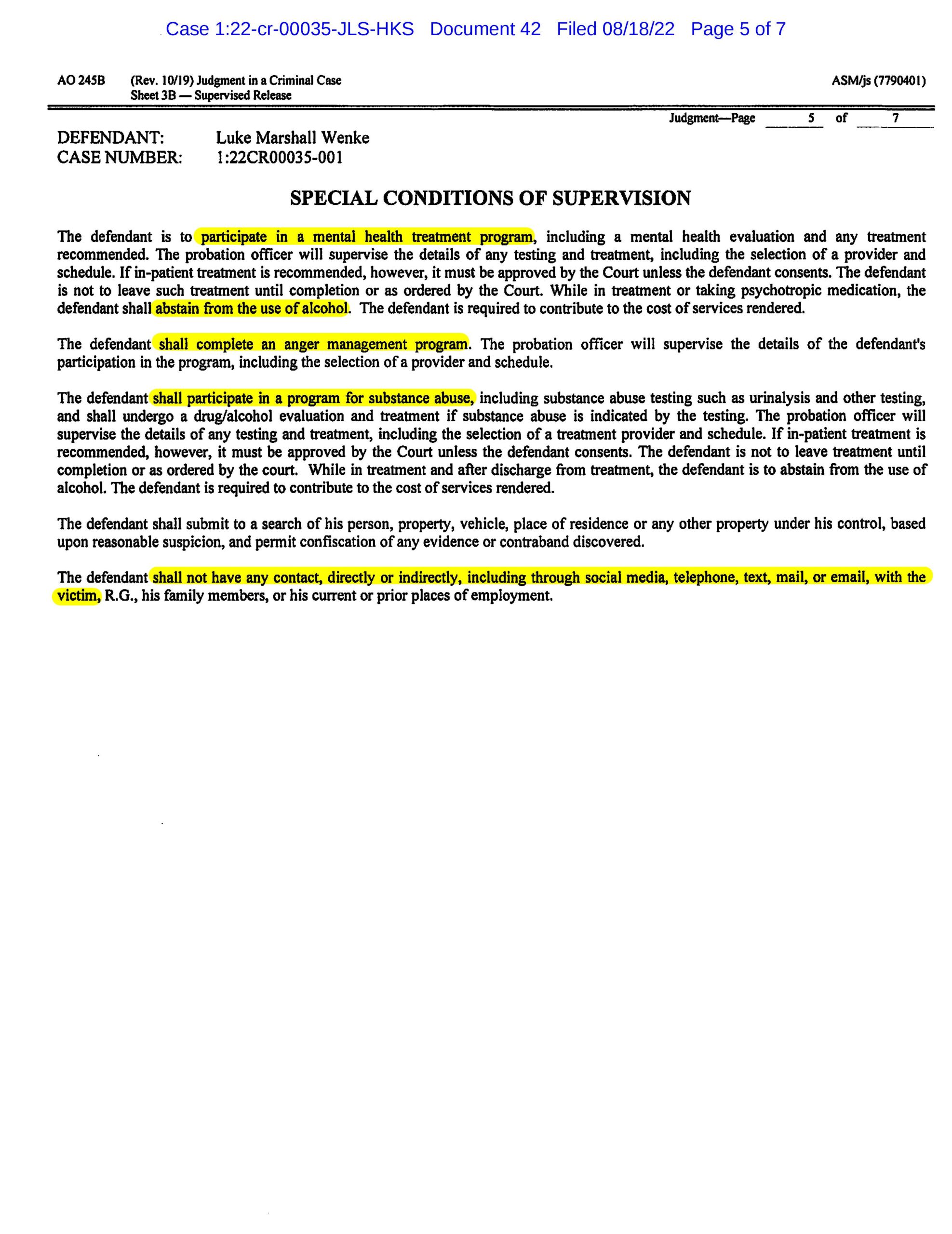 usa v. luke wenke judgment guilty of federal cyberstalking charge 2022