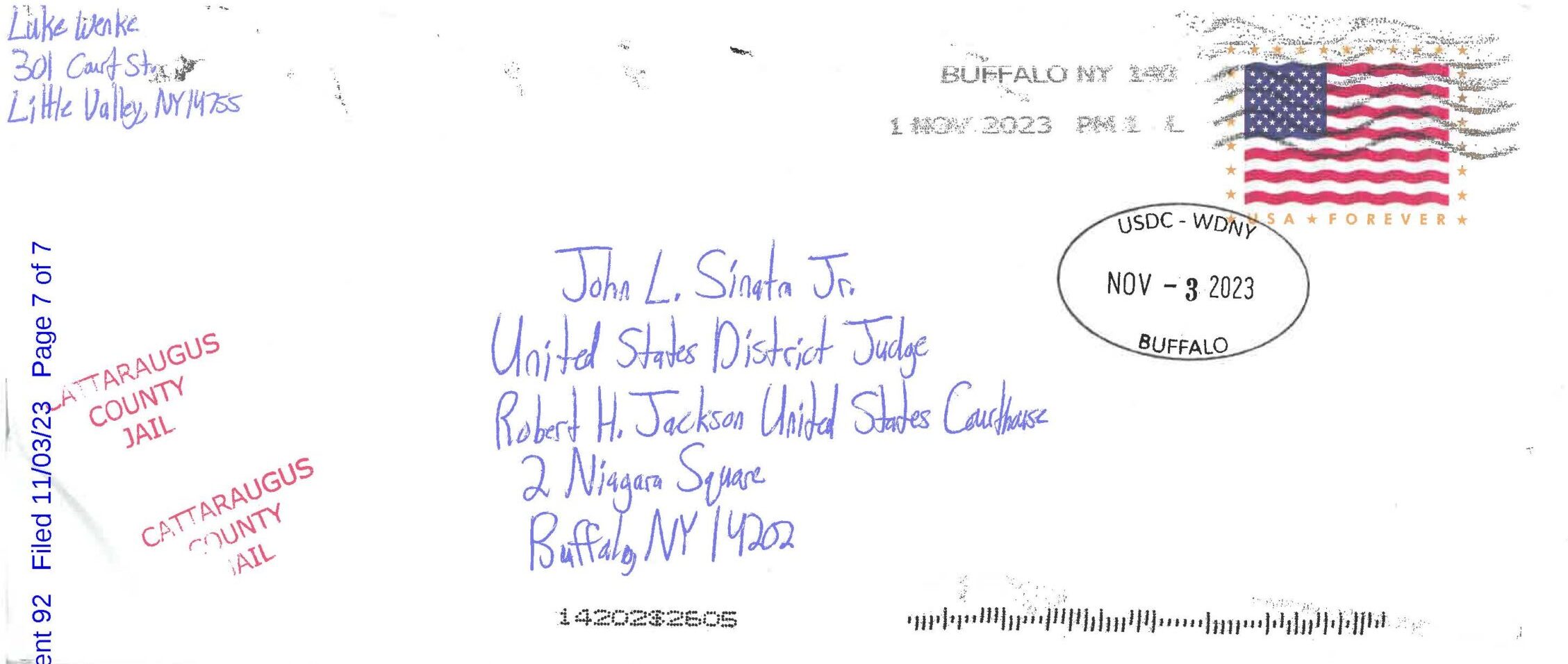 letter from luke wenke to the honorable john l. sinatra jr. november 2023