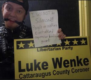 luke wenke bondage gear poverty shaming coroner campaign cattaraugus county ball gag