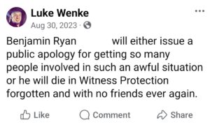 luke wenke facebook ryan benjamin teeter obsession 2023