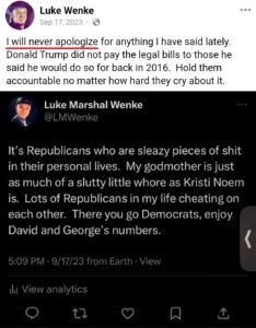 facebook screenshot owed demands luke wenke blame