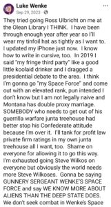 luke wenke facebook screenshot benjamin ryan teeter obsession 2023