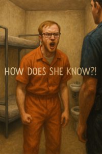 not luke wenke angry inmate orange jumpsuit prisoner detainee jail prison cell white man