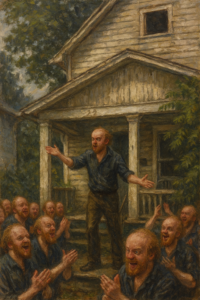 not luke wenke shitty ramshackle house audience of himself crazy man