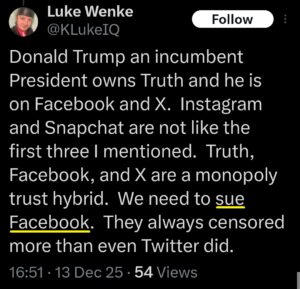 luke wenke x twitter screenshot threats to sue 2025