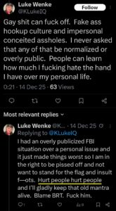 luke wenke x twitter screenshot ryan obsession homophobia 2025