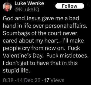 luke wenke x twitter screenshot incel talk 2025