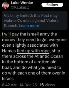 luke wenke x twitter screenshot threats abduction kidnapping pay hitman