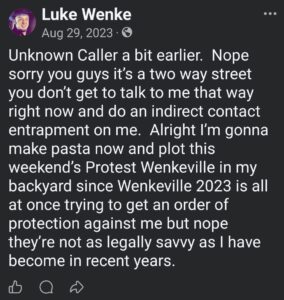 facebook luke wenke wenkeville reunion 2023 screenshot
