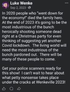 luke wenke facebook screenshot wenkeville 2023