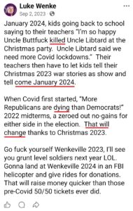 luke wenke facebook screenshot wenkeville 2023