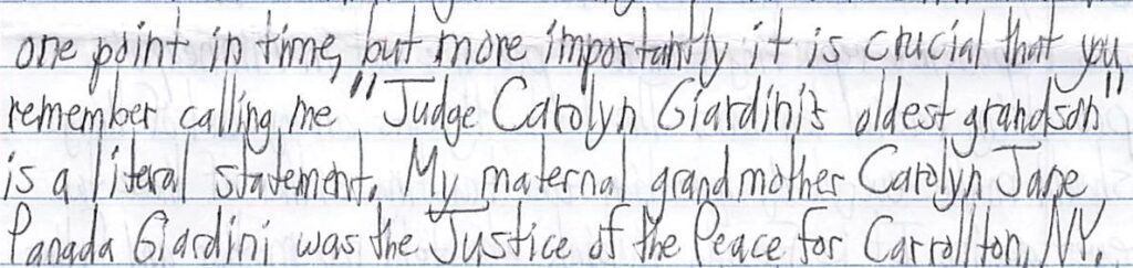 luke wenke brags about his grandma being a judge 30 years ago letter to the court february 2026
