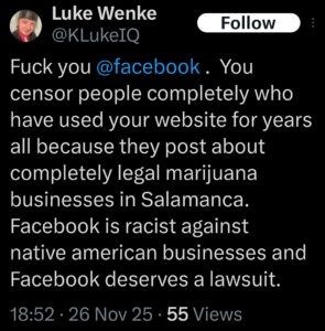 luke wenke x twitter screenshot threats to sue facebook 2025