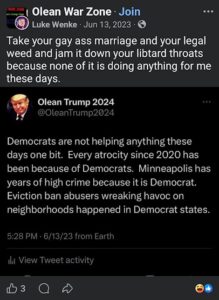 screenshot of a homophobic june 2023 luke wenke facebook post bashing gay marriage 