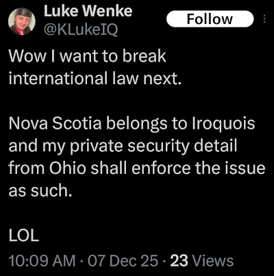 luke wenke announces his intention to break international law x/twitter screenshot december 2025