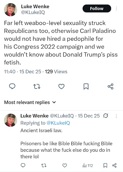 screenshot of a december 2025 luke wenke x/twitter post trash talking wny businessman carl paladino