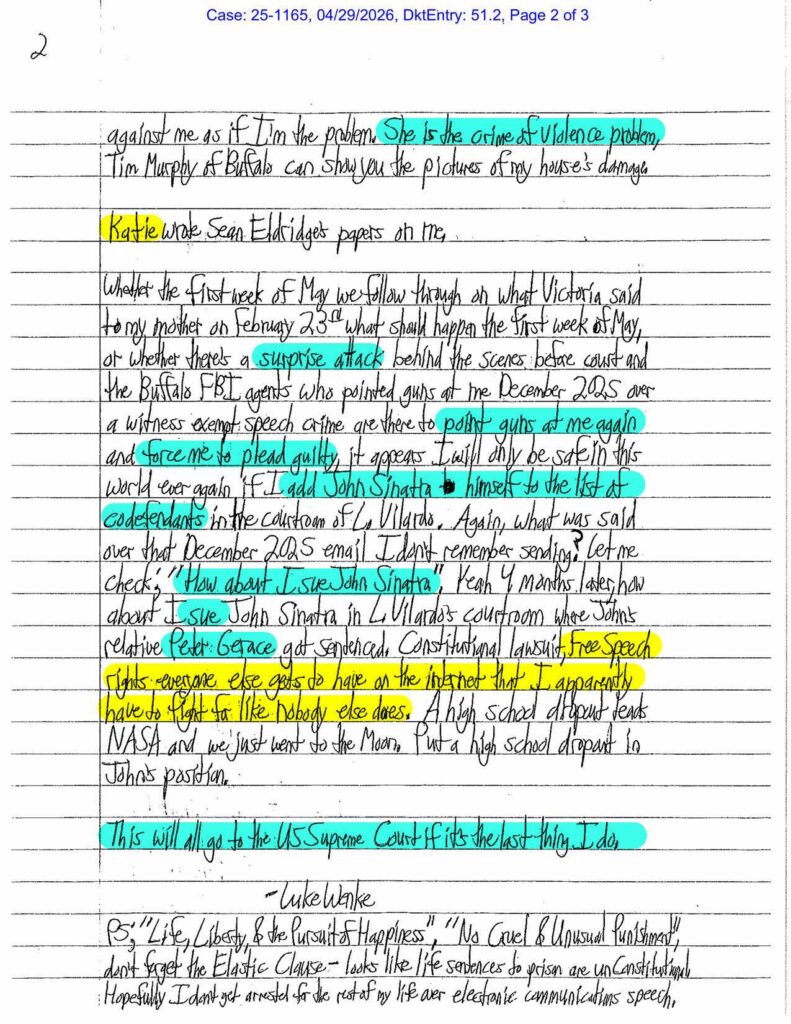 A letter from Luke Wenke to U.S. Appeals Judge Debra Ann Livingston